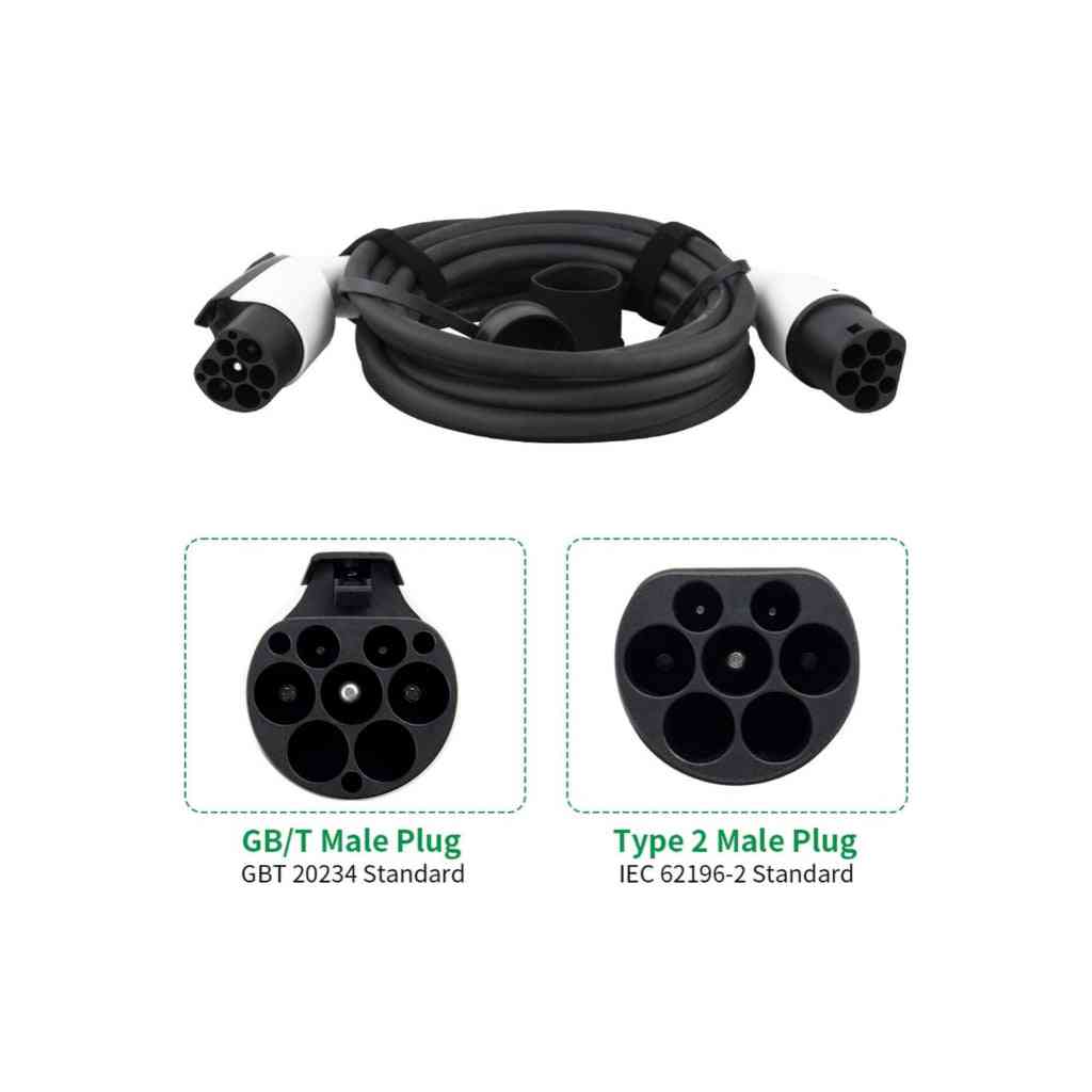 Графика илюстрираща Кабел за зареждане на китайски електромобил с конектор Type 2 / GB/T