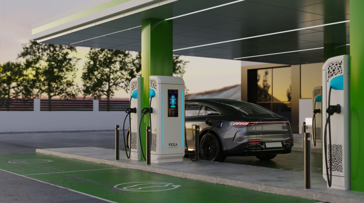 Станция за електромобили със две зарядни станции